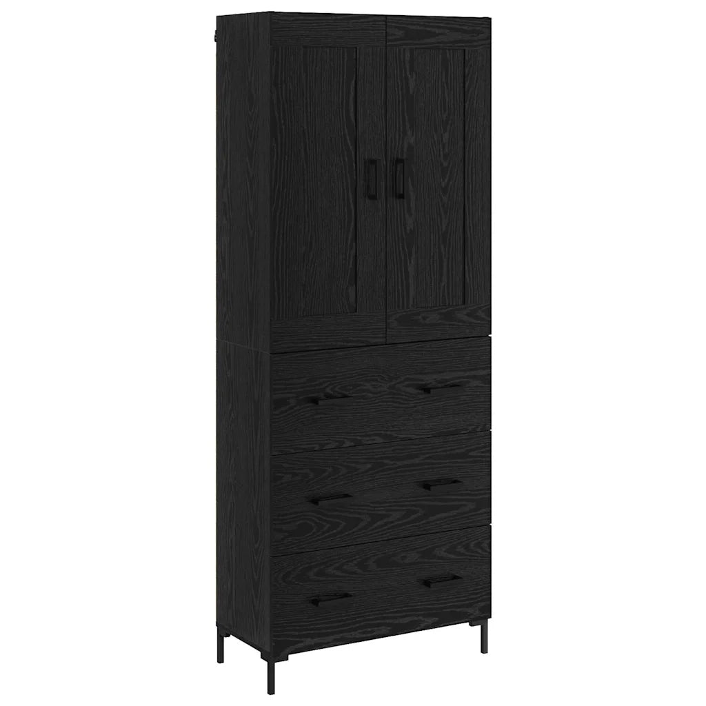 Credenza con cassetto 2 pz-Set di 2 Buffet-Armadio da cucina Rovere Nero Legno multistrato 705234