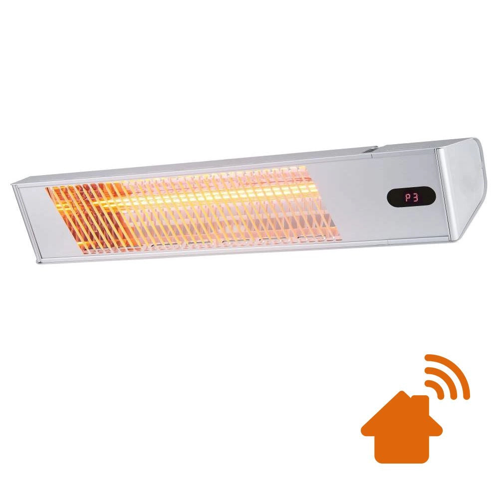 Sined Caldo Ira Inox 2000 Wifi Stufa a Infrarossi Wifi Da Esterno Da 2000w Regolabile Grigio Riscaldante a Onda Corta a Ira e Telecomando Design Elegante Griglia a Protezione e Display a Led