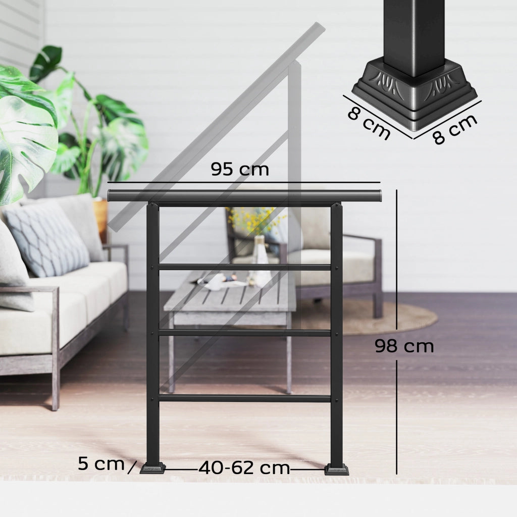 Corrimano per Scale 95 cm con Kit di Installazione ¨C Minimal ¨C Nero