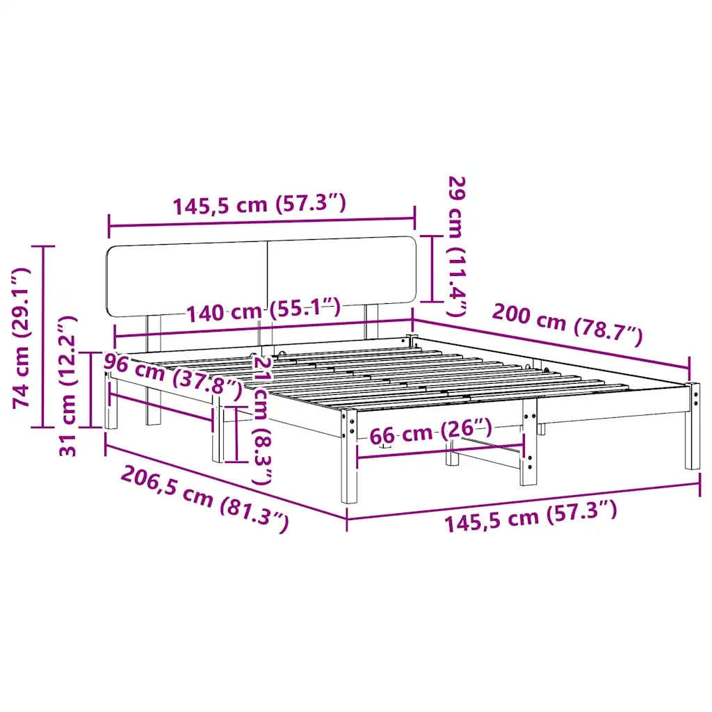 Struttura del letto Marrone cerato 140 x 200 cm Pino massello 872106