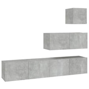 Set di mobili da 4 pezzi tra cui armadio credenza mobile TV televisore per soggiorno camera da letto salotto legno ingegnerizzato grigio 02_0024706