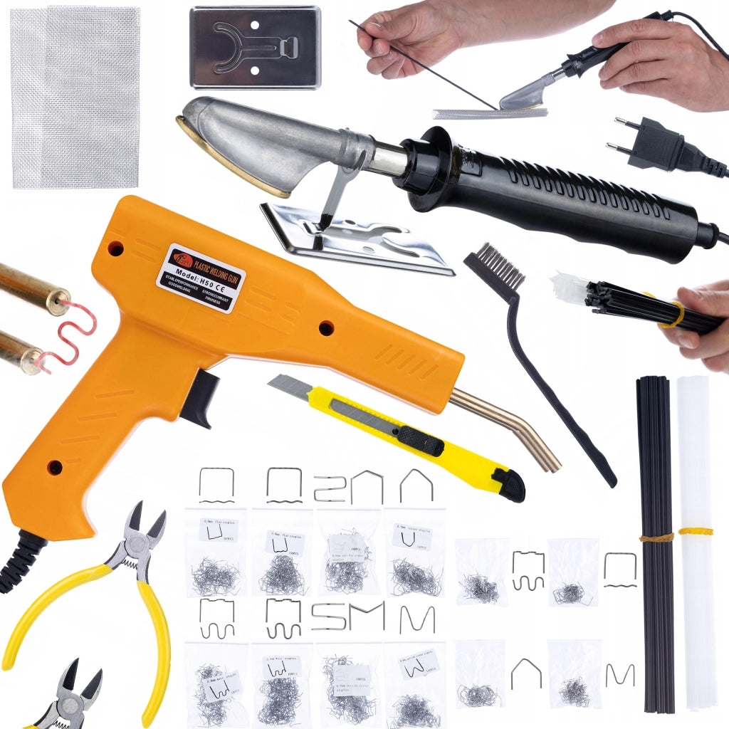 Saldatore per Plastica con Set di Reti e Graffette – Design Ergonomico, 200 Graffette, 800 Pezzi, Alta Resistenza