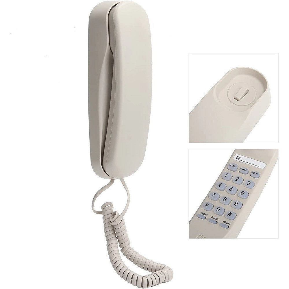 Trade Shop - Mini Telefono Fisso Con Filo Linea Fissa Classico Da Parete Ufficio Famiglia -