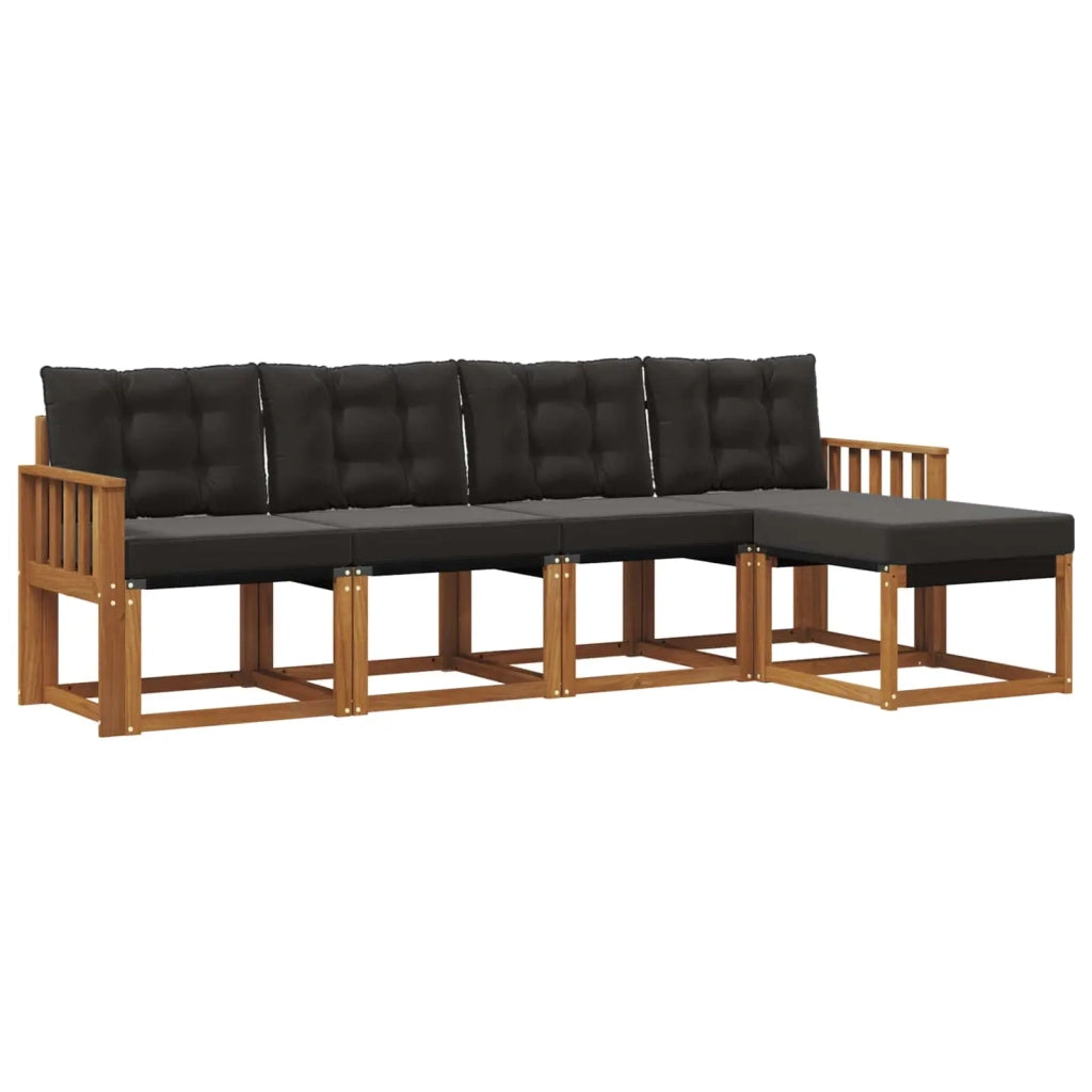 Set di divani da esterno con cuscino 5 pcs Naturale e Nero 3368567