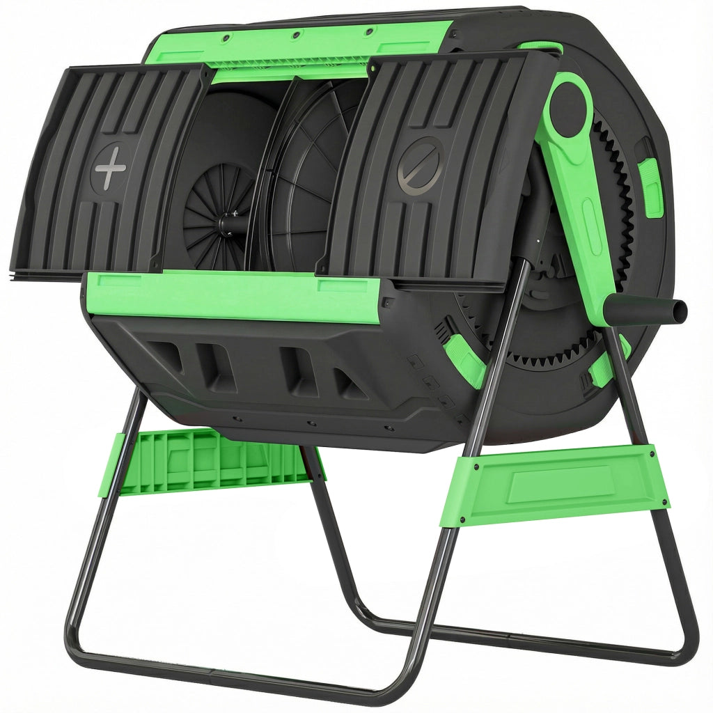 Compostiera Rotante 200L ¨C Xylo ¨C Verde con Ventilazione e Base Metallo