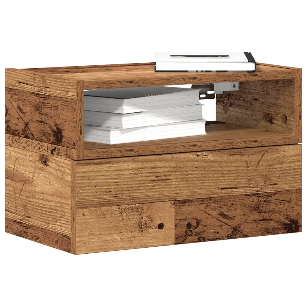 Comodino | Armadio da Notte | Mobiletto da notte a Muro Legno Antico 45x26x28,5 cm