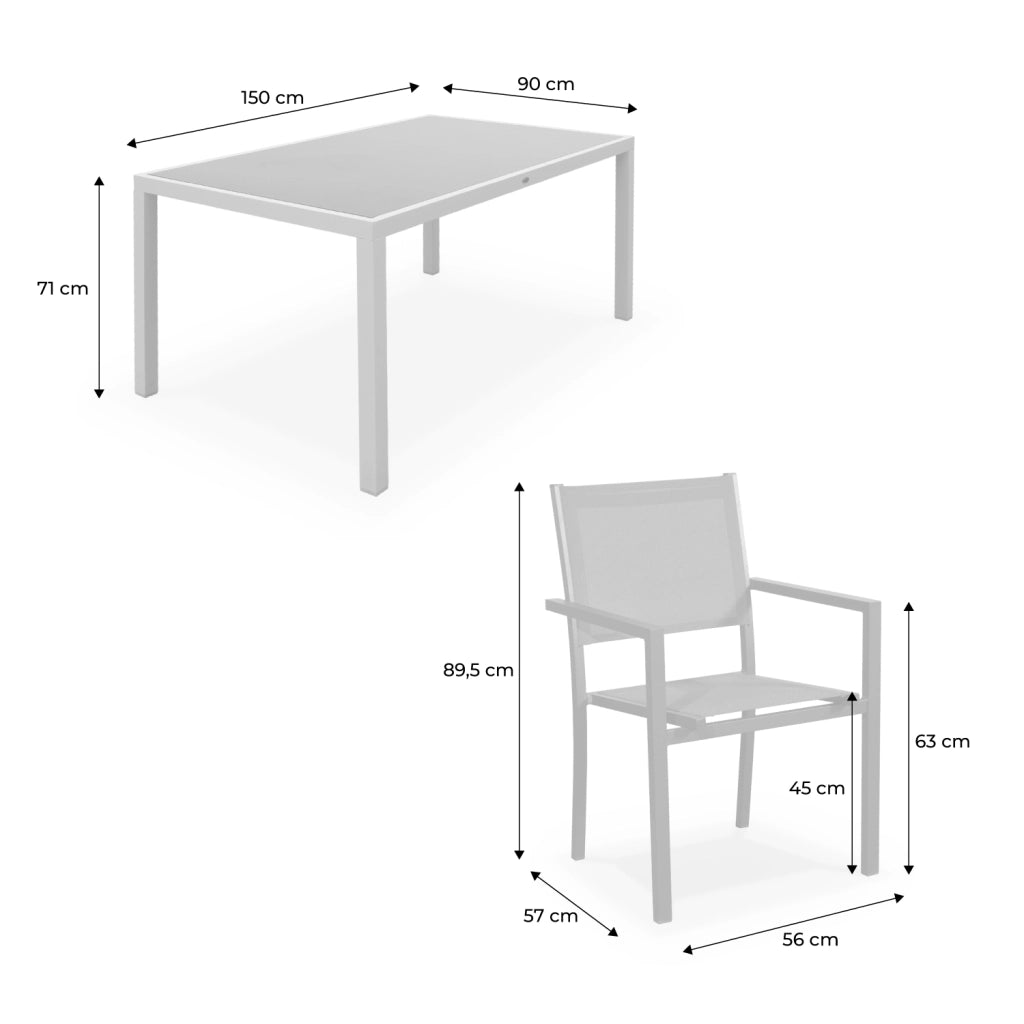Set tavolo da giardino in alluminio e textilene con 6 sedie, verde