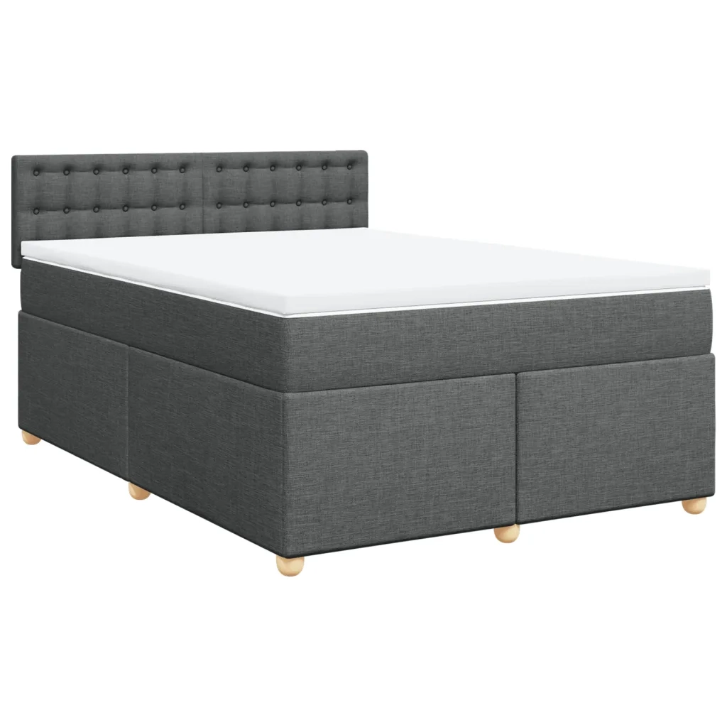 Giroletto a Molle con Materasso Grigio Scuro 140x200cm Tessuto