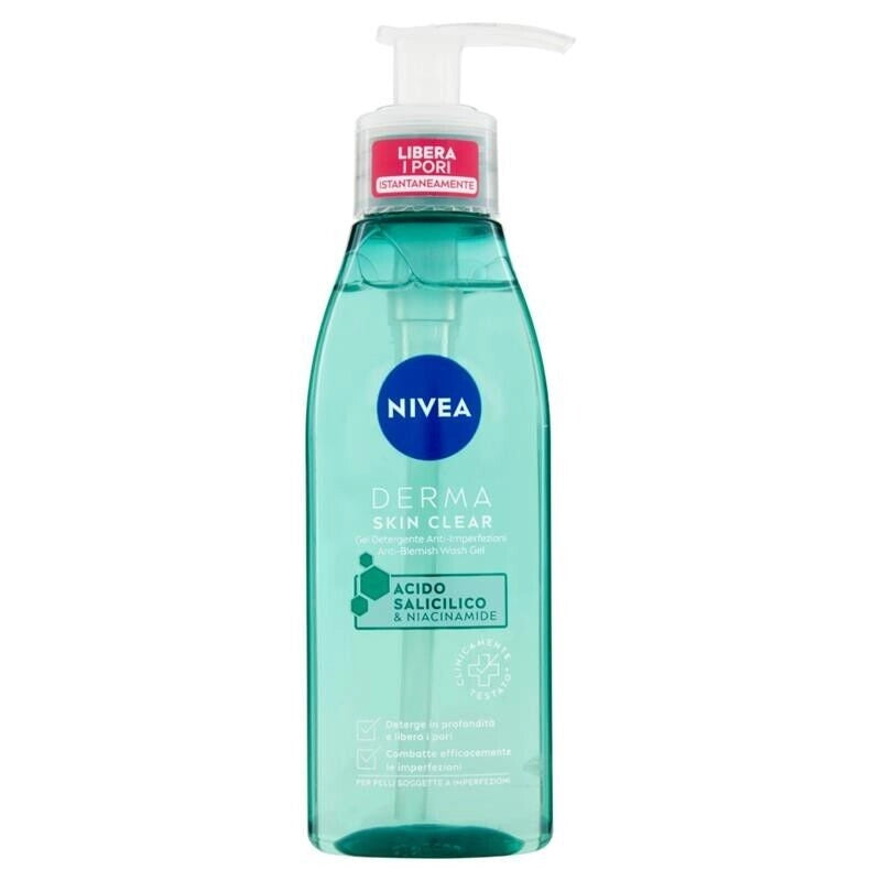 NIVEA DERMA SKIN CLEAR SET 3 PZ GEL VISO ANTI-IMPERFEZIONI 150 ML L'UNA PELLE GRASSA E MISTA SCHIUMOGENO VISO PURIFICANTE