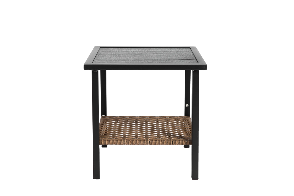 OKWISHPoltrone da giardino con tavolo set da 3 girevoli e basculanti 360° con cuscini in acciaio e rattan sintetico grigio