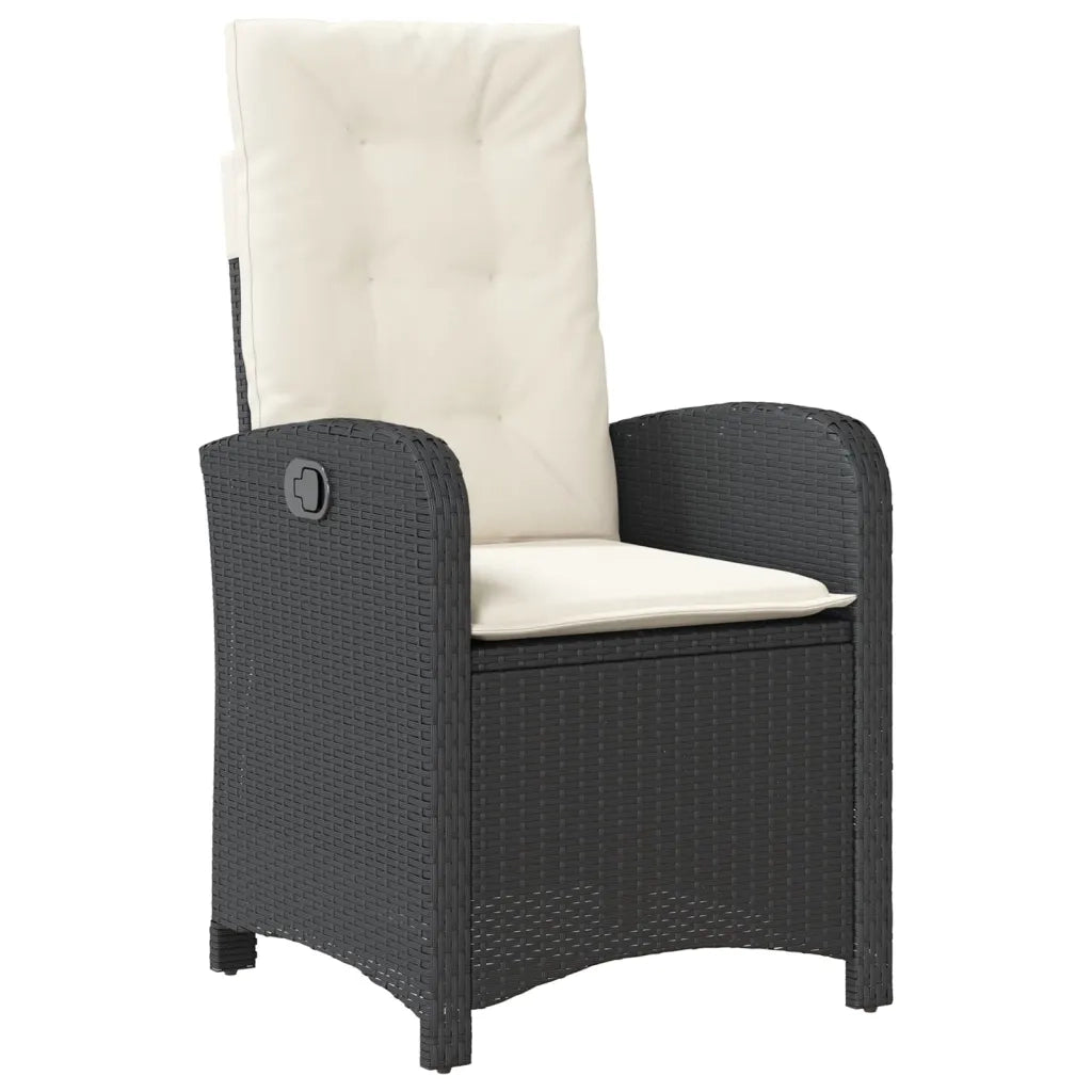 Sedia Reclinabile da Giardino con Cuscini Nera in Polyrattan 365160