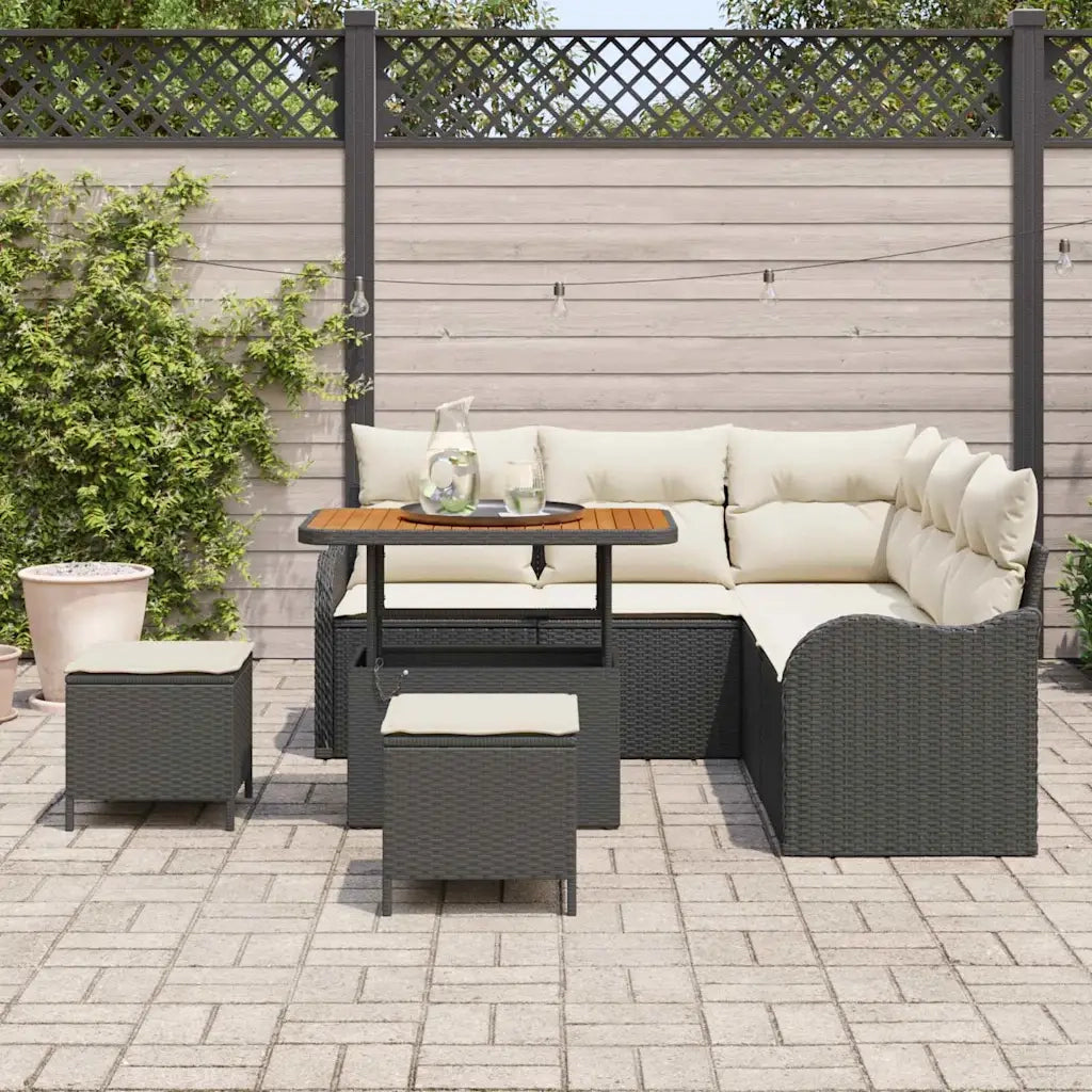 Set Divano da Giardino con cuscino 8 pcs Nero e Crema 3364215