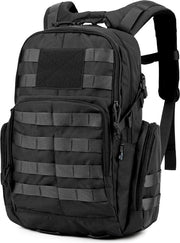 Zaino Militare - 25 Litri - Multifunzionale - Stile - Zaino - Adattabile - Forte - Zaino da Sella - Escursione - Campeggio - Tasca per Laptop - Borsa Scuola - Uomo Donna Bambino Unisex - Campeggio - Borsa - Avventura - Escursione - Scuola - Nero