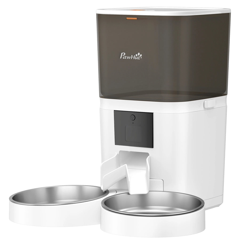 Distributore Automatico Cibo Gatti 6L ¨C Xylo ¨C Doppia Ciotola Inox WiFi Tuya Bianco 37x36x35cm