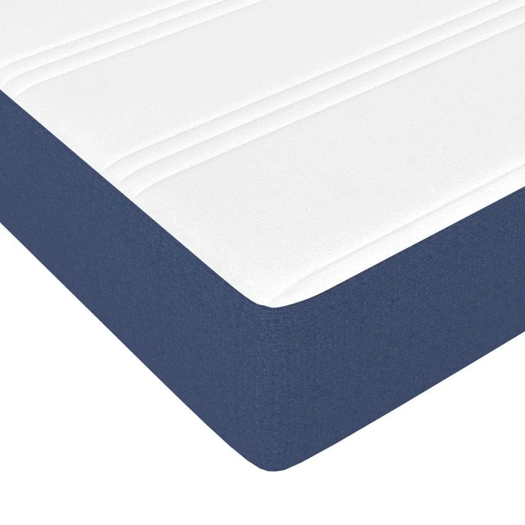 Letto singolo | Letto per adulti | Giroletto a Molle con Materasso Blu 90x190 cm in Tessuto