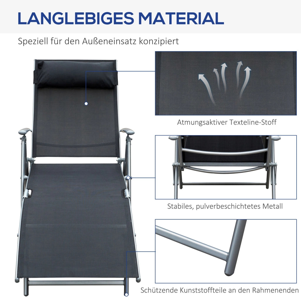 Sdraio pieghevole con cuscino e schienale regolabile ¨C Minimal ¨C Grigio
