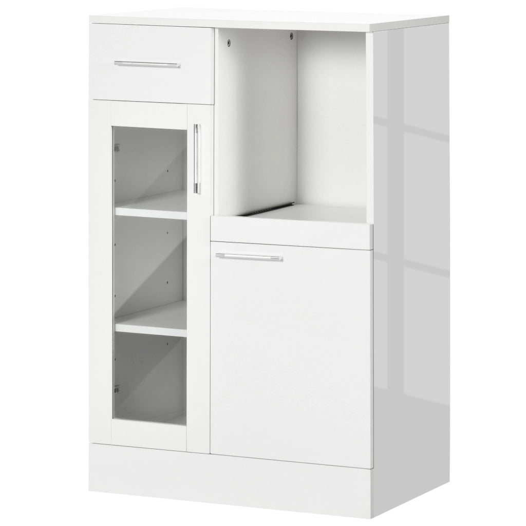 Credenza Moderna con Cassetti e Ante Vetro ¨C Zephmum ¨C Legno Bianco 60x40x95