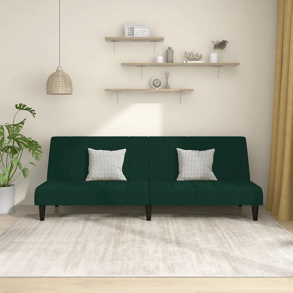 Divano letto | Sof¨¤ letto | Letto singolo a 2 Posti Verde Scuro in Velluto