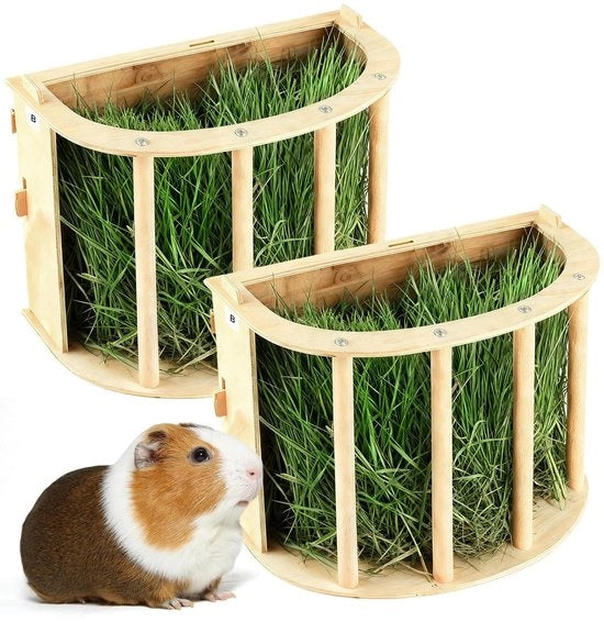 Hooiruif per coniglio - Hooiruif per cavia - Hooiruif in legno - 2 pezzi - 25 x 18,8 x 13 cm - Sostitutivo ecosostenibile di legno di pioppo - Ricovero alimentare