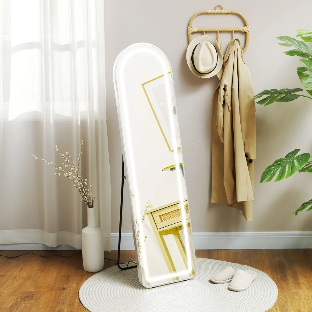 Specchio a figura intera con LED ¨C Minimal ¨C Argento 150x40 cm