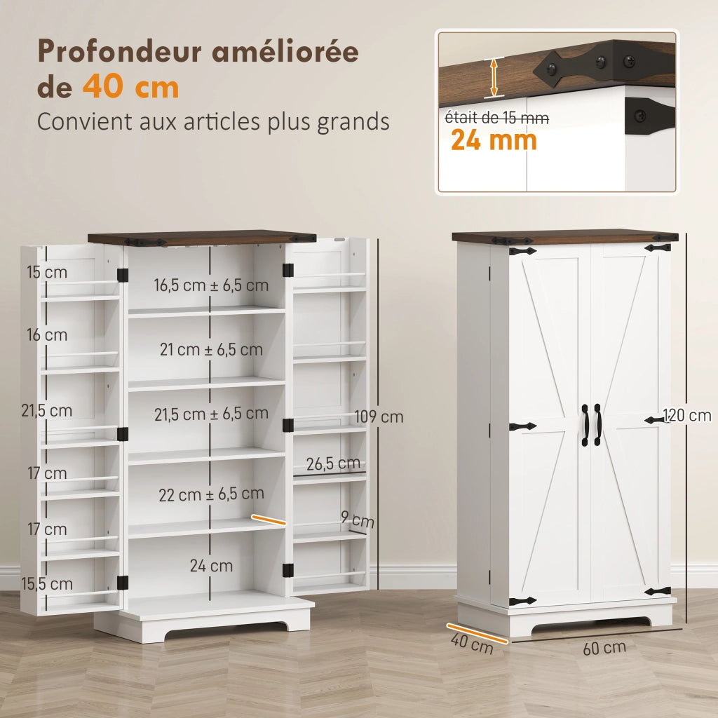 Buffet con 12 ante e luce LED ¨C zephmum ¨C bianco 60x40x120 cm