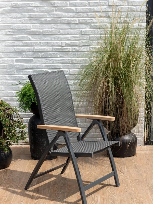 Essence - Poltrona pieghevole - ALU con braccioli in teak