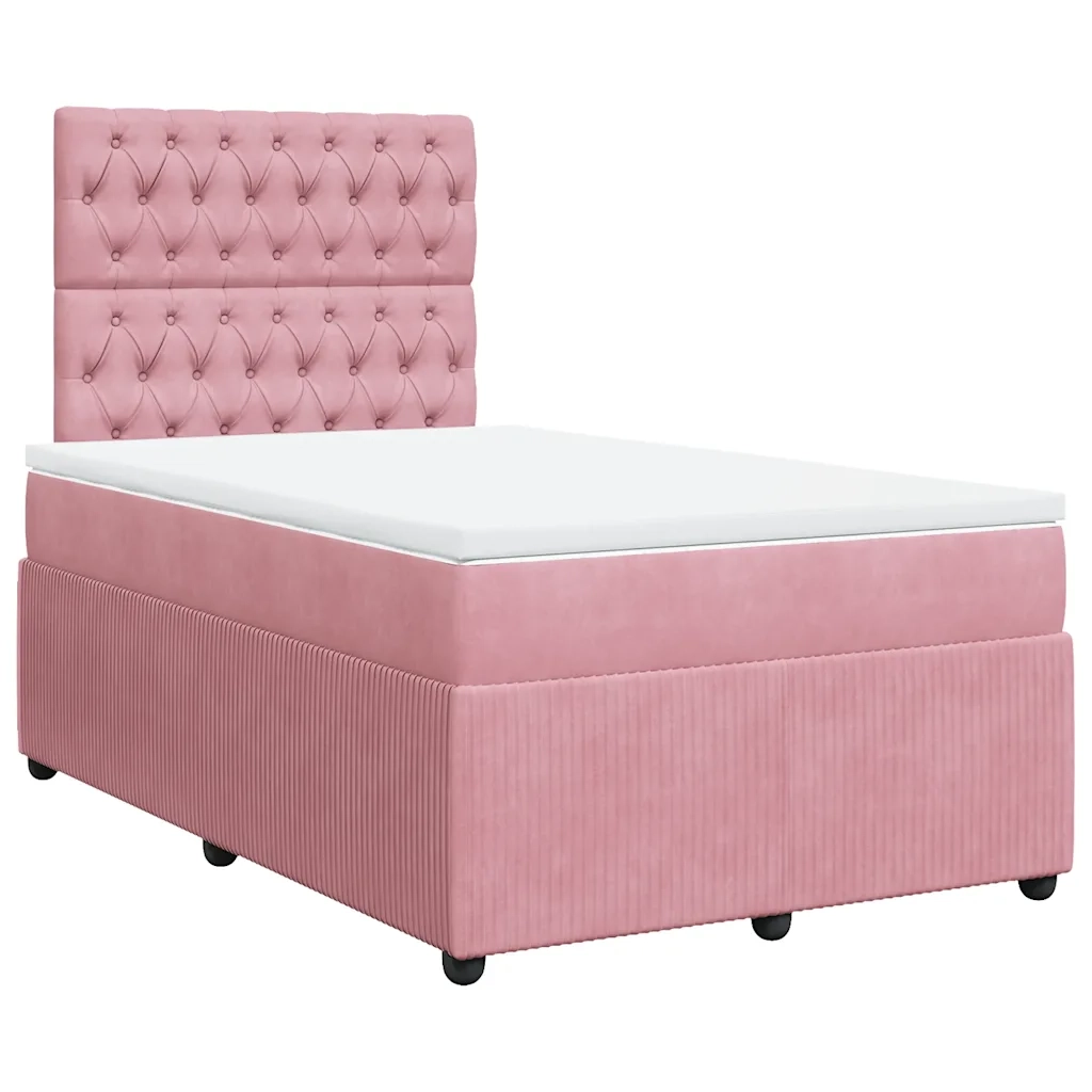 Giroletto a Molle con Materasso Rosa 120x200 cm in Velluto