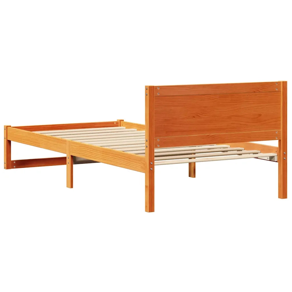 Letto singolo | Letto per adulti | Struttura del letto Marrone cerato 90 x 200 cm Pino massello