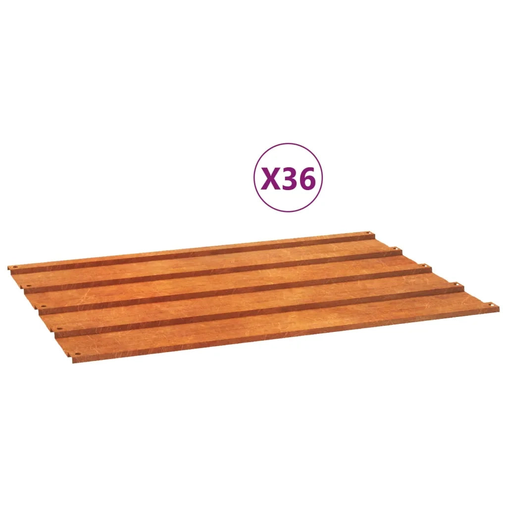 Pannelli per Tetti 36 pz Ruggine 60x44 cm in Acciaio Corten 151971