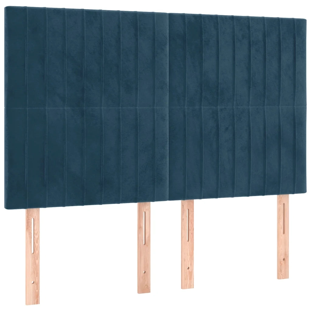 Giroletto a Molle con Materasso Blu Scuro 140x200 cm in Velluto
