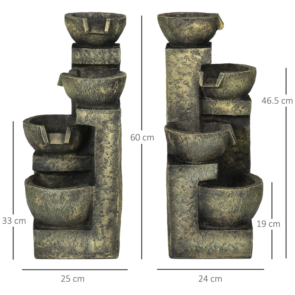Fontana a Cascata a 4 Livelli 5W ¨C Minimal ¨C Multicolore 25x24x60 cm