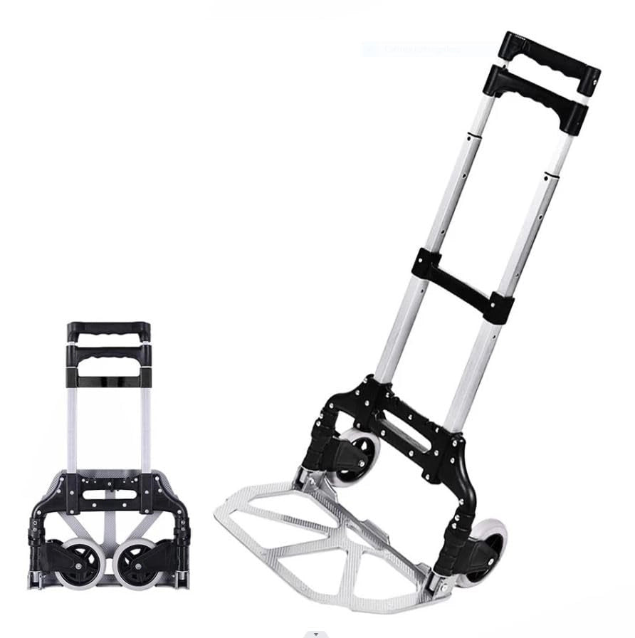 Fenixshop24 Carrello da trasporto pieghevole con struttura in alluminio per carichi fino a 75 Kg - ruote scorrevoli - manico telescopico