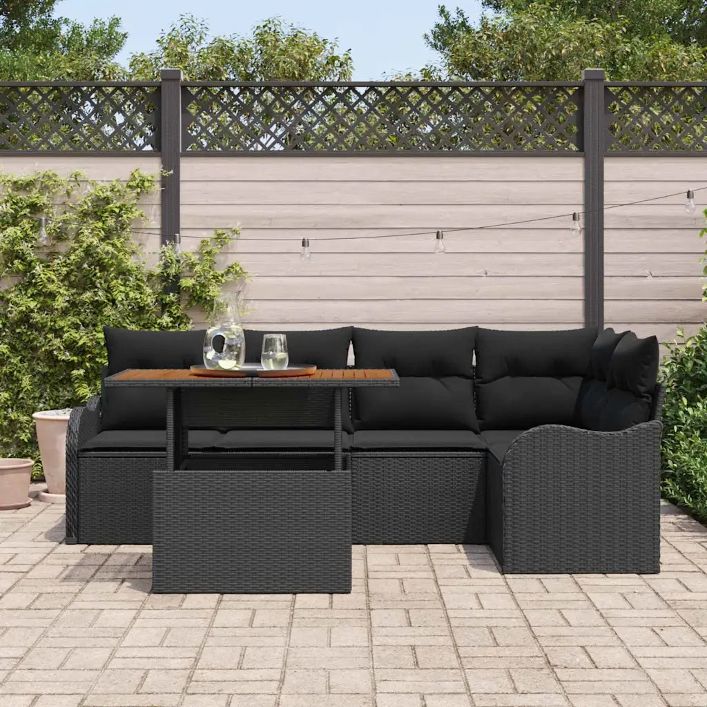 Set Divano da Giardino con archiviazione 6 pcs Nero Poly Rattan 3358200