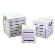 Scatola legno bianca 1-3 puff cm42x42h43,5