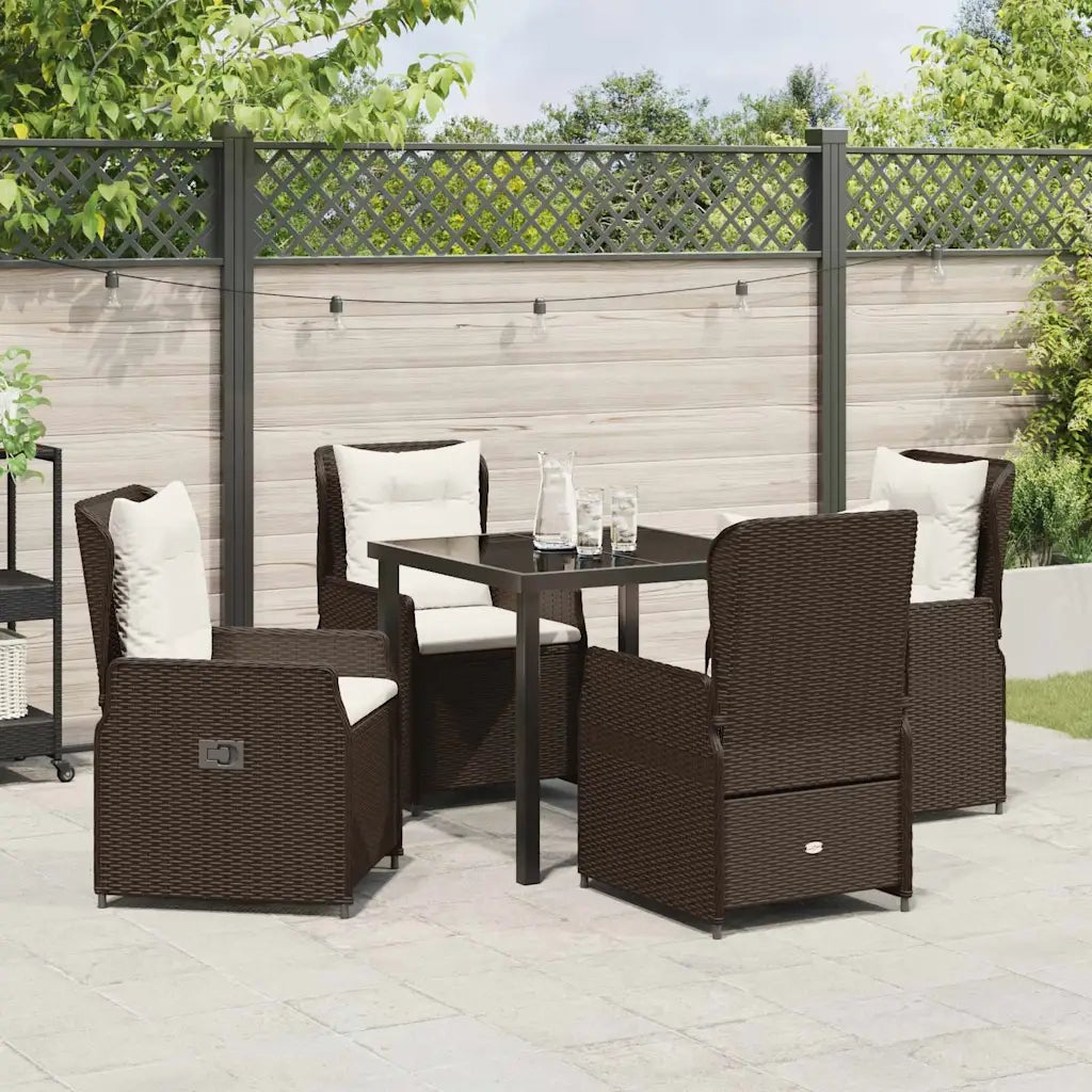 Set da Pranzo per Giardino 5 pcs Marrone polyrattan