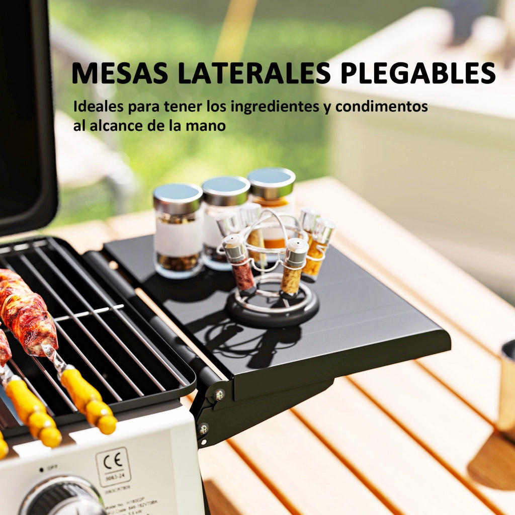 Barbecue a Gas 2 Fuochi Pieghevole con Termometro ¨C Minimal ¨C 101x48x41 cm Nero