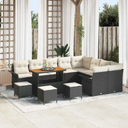 Set Divano da Giardino con cuscino 13 pcs Nero e Crema 3364130