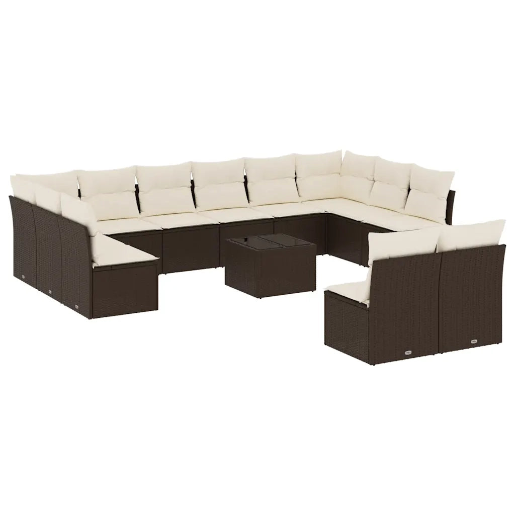 Set Divani da Giardino 13 pz con Cuscini Marrone in Polyrattan 3250222