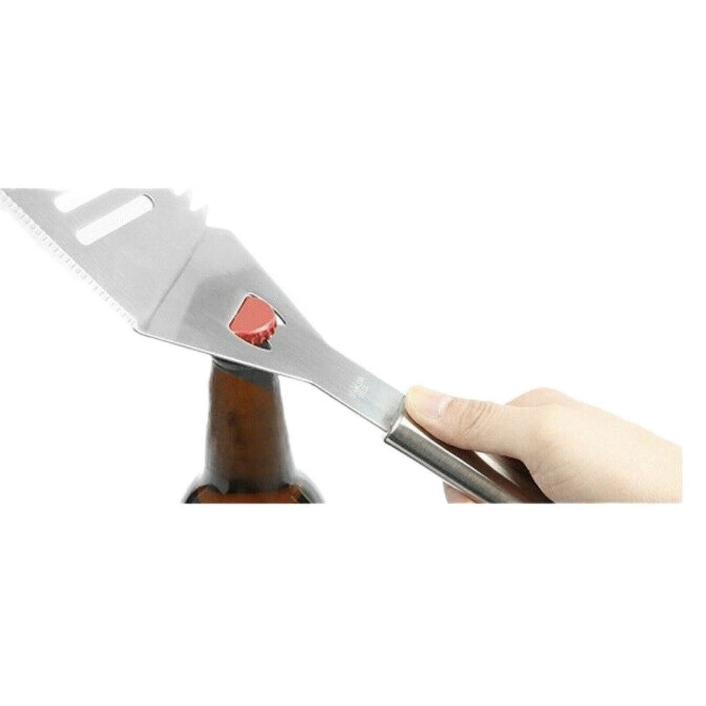 Trade Shop - Set Accessori Utensili Barbecue Bbq Con Forchettone Pinza Spatola Apribottiglia -