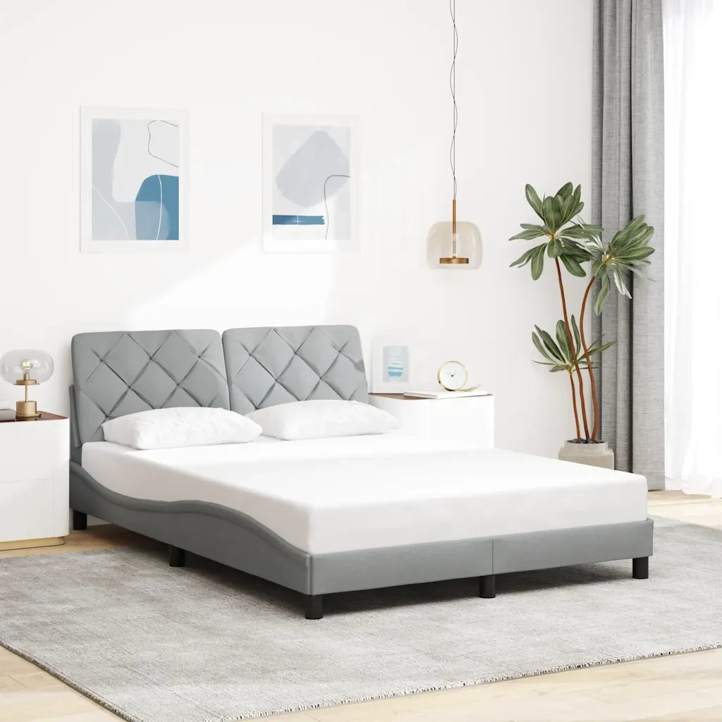 Letto matrimoniale | Letto per adulti | Giroletto senza Materasso Grigio Chiaro 120x200 cm Tessuto