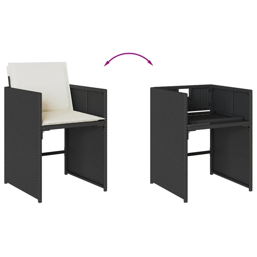 Set da Pranzo da Giardino 17 pz con Cuscini Nero in Polyrattan 3211251