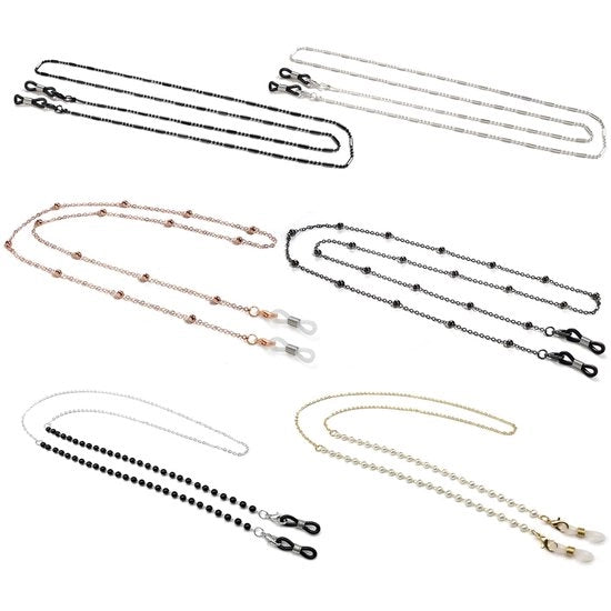 Sistema di Chiusura per Occhiali con Catena in Materiale di Alta Qualità - Cinturino con Perle - Stile Classico - Leggero - Robusto - Riciclabile