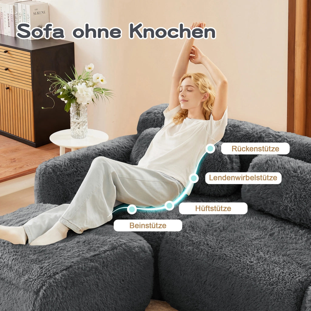 OKWISH Divano Modulare, Design Senza Struttura con Seduta Ampia, Configurazione Flessibile e Base Antiscivolo, Peluche Grigio
