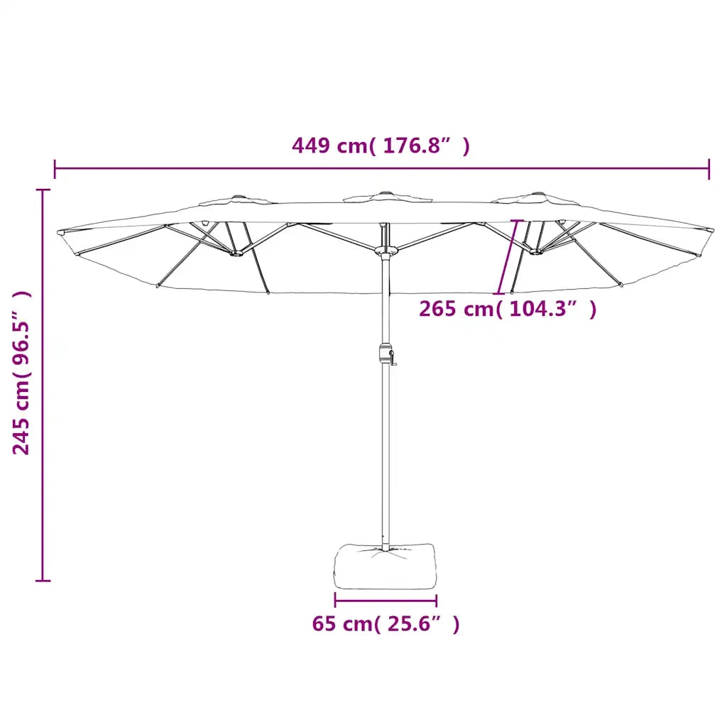 Ombrello | Parasolne a Doppia Testa Azzurro 449x265 cm