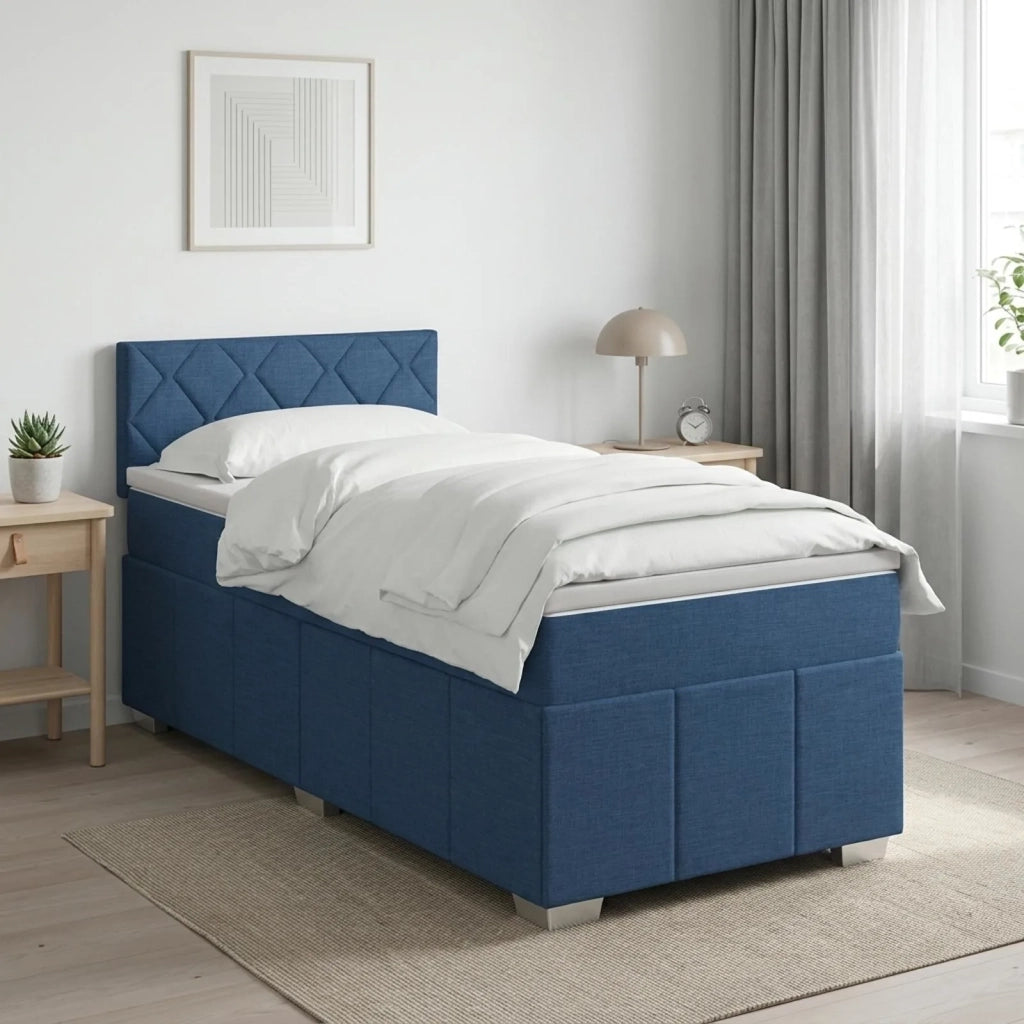 Letto box spring con materasso Blu 100 x 200 cm Tessuto 3451156