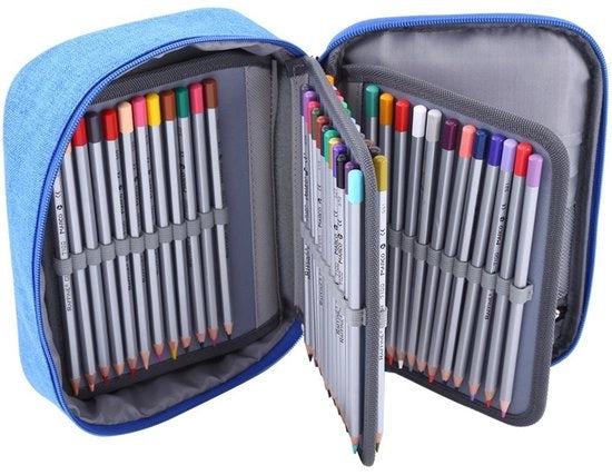 Etui grande capacità - Opvougbile - Multistratificato - Chiusura a cerniera - Per artisti/studenti - 24 x 18 x 6,5 cm - Pennenetui