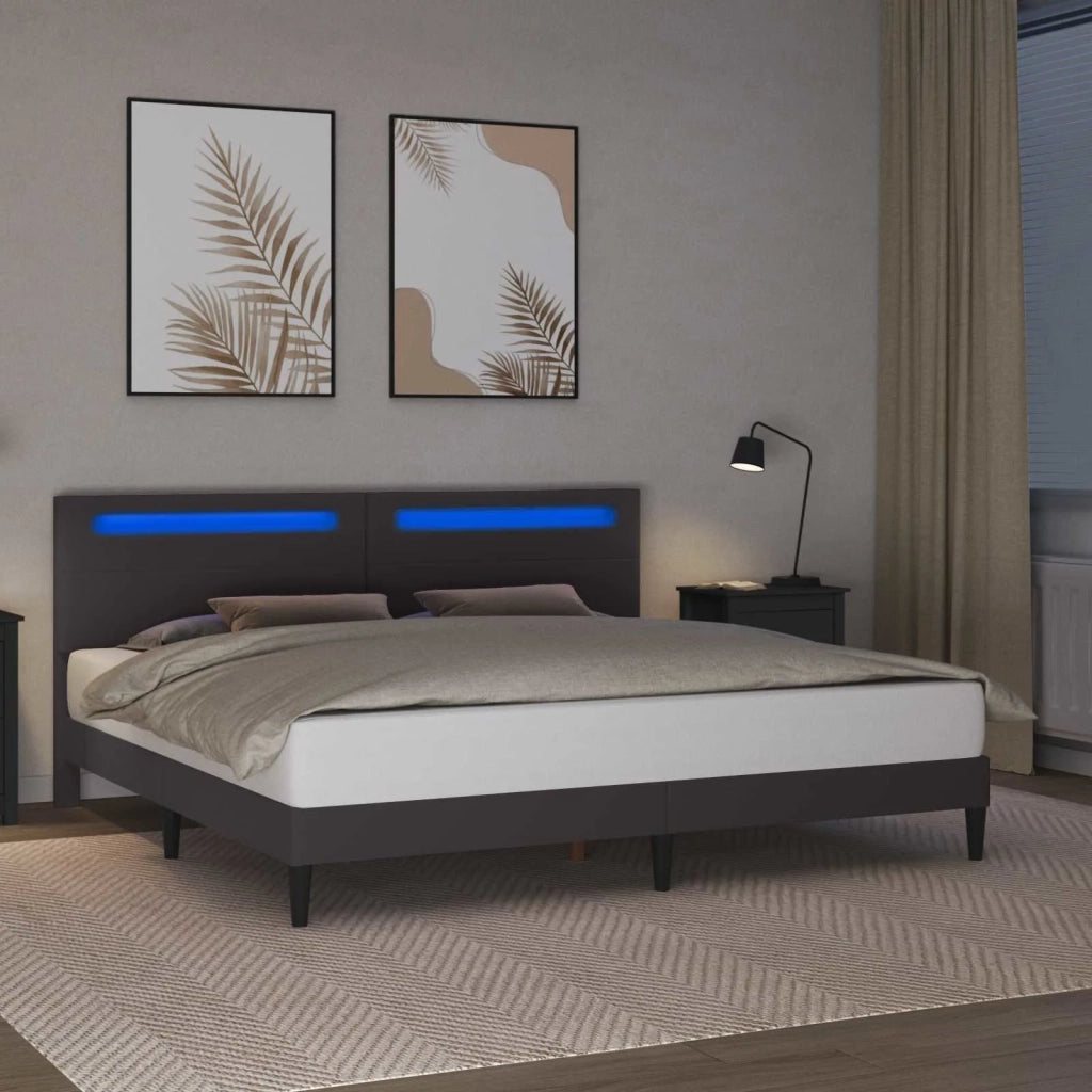 Letto matrimoniale | Letto per adulti | Struttura del letto con testiera Grigio 180 x 200 cm Similpelle