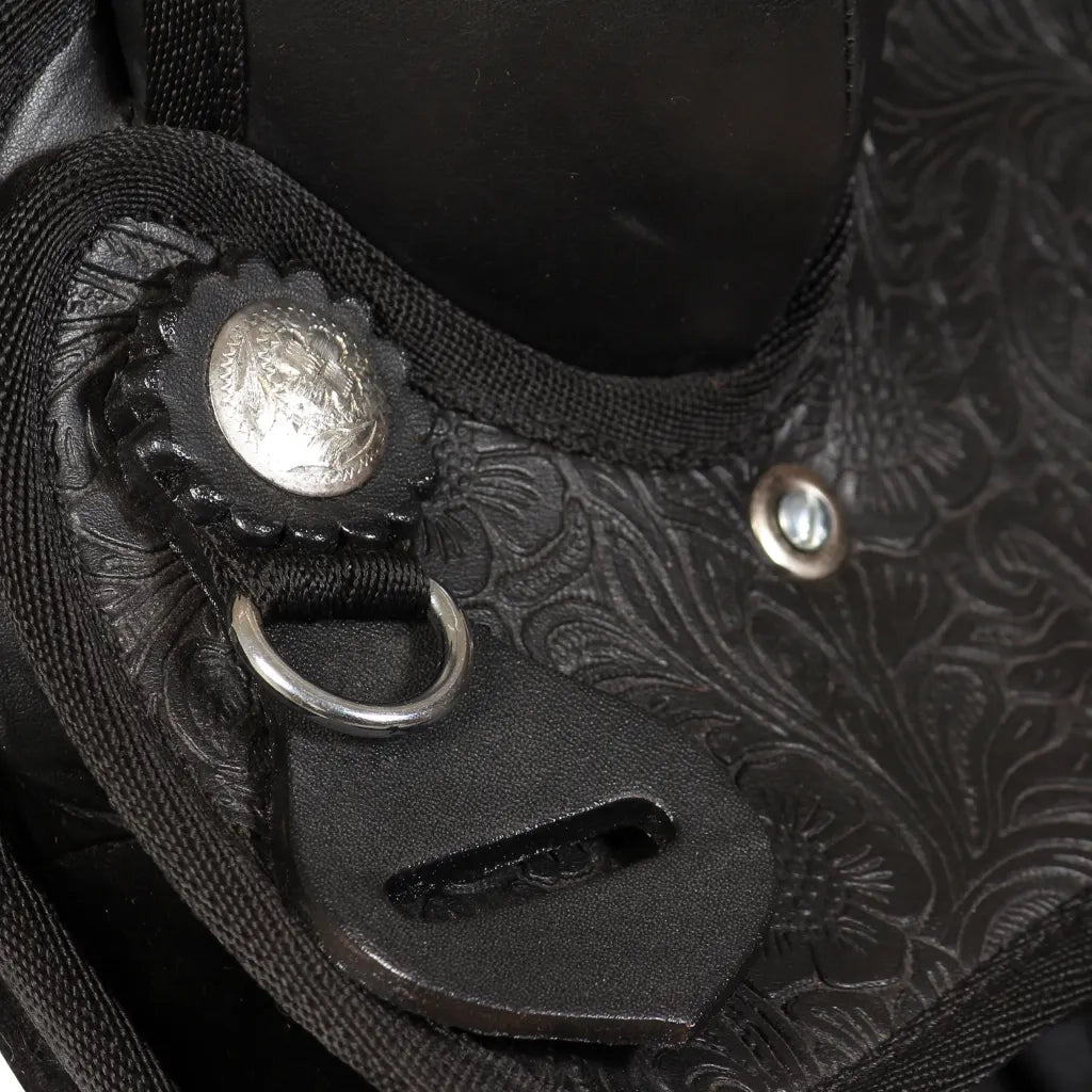 Sella Western Testiera e Pettorale in Vera Pelle 17" Nero 91354