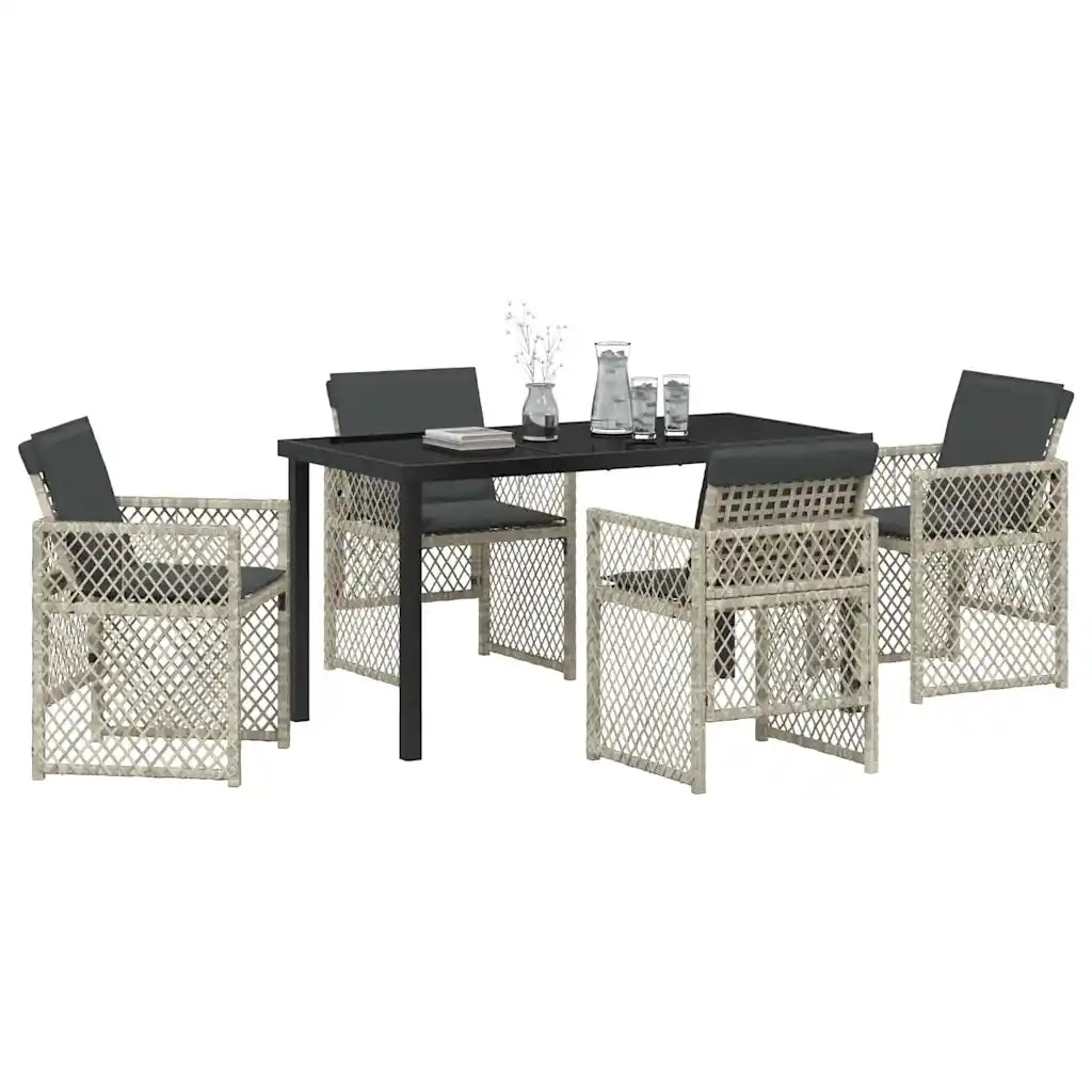 Set da Pranzo per Giardino 5 pcs Grigio chiaro polyrattan