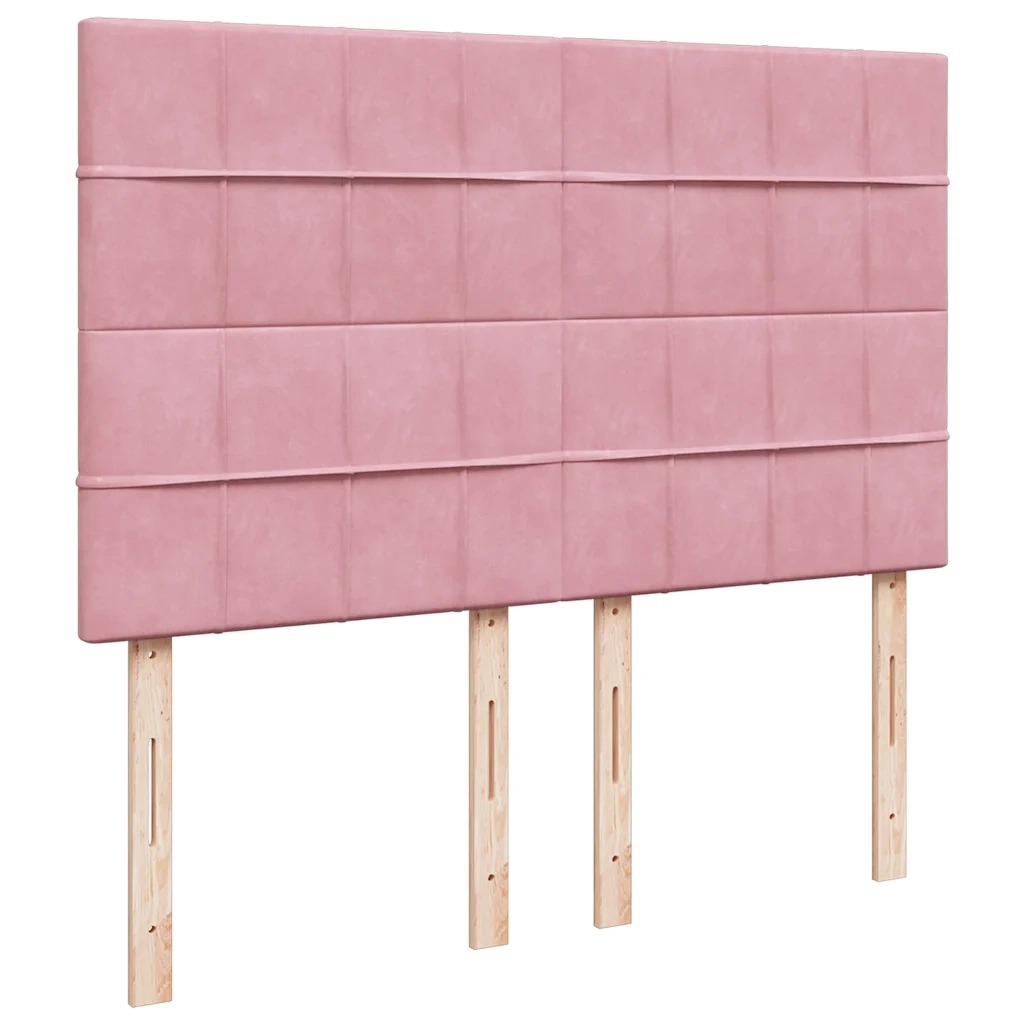 Giroletto a Molle con Materasso Rosa 140x190 cm in Velluto 3294639